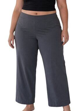 Size L Eileen Fisher Dark Grey Wide Leg Knit Pants 